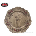 Romantic Plastic Charger Plate with Wood Veneer